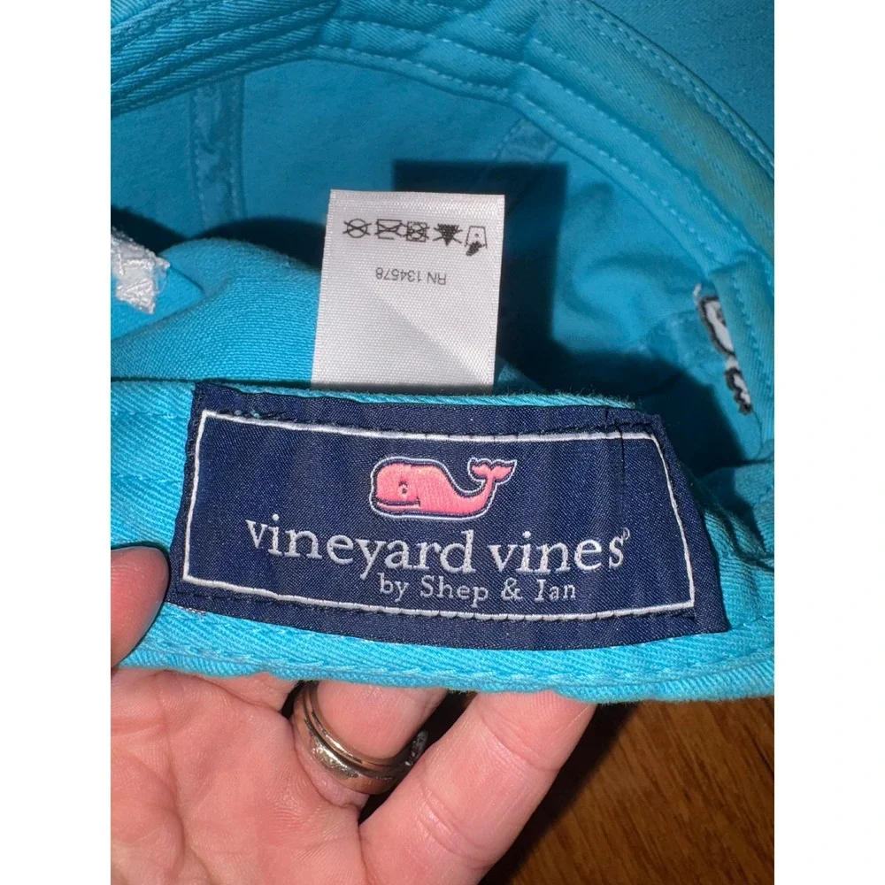 Vineyard Vines Blue Whale Logo Adjustable Baseball Cap Hat Turquoise Cotton